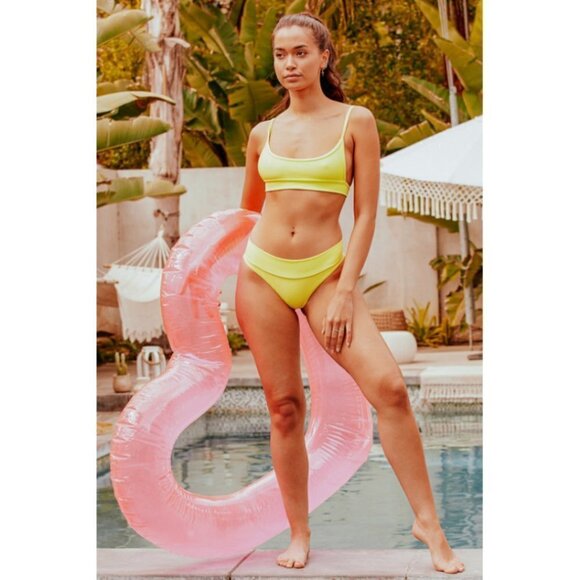 💕FRANKIE'S💕 Gavin Ribbed Bikini ~ Scoop Top (S) + Cheeky Bottom (M) Yellow NWT - Picture 9 of 16